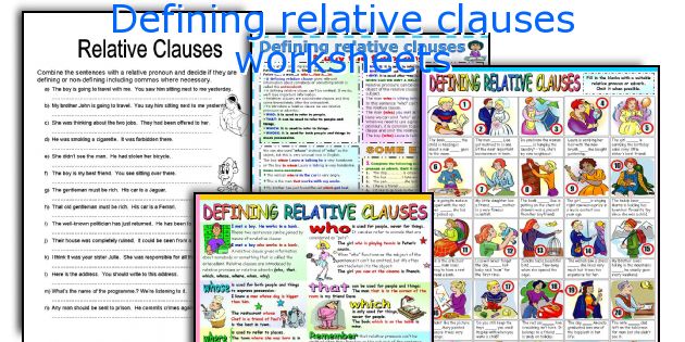 Defining relative clauses worksheets