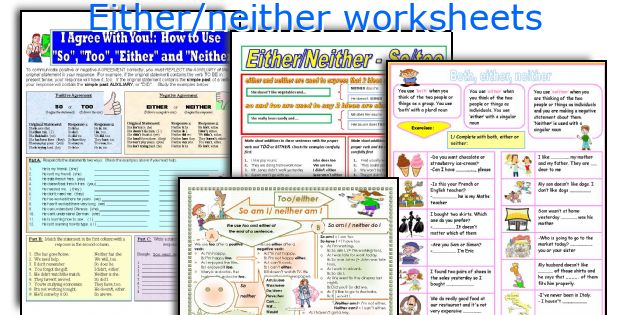 Either/neither worksheets