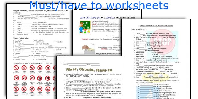 MUST OR HAVE TO - ESL worksheet by felizapenas