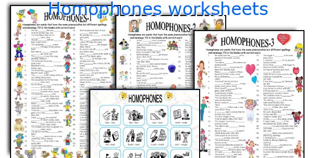 Homophones worksheets