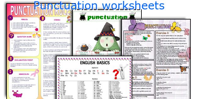 Punctuation worksheets