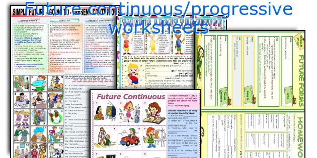 Future continuous/progressive worksheets