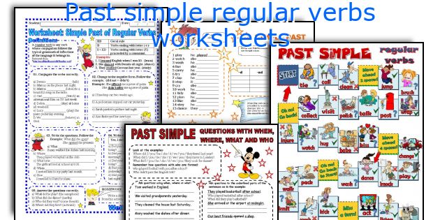 Past simple regular verbs worksheets
