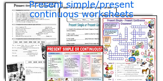 Present simple/present continuous worksheets