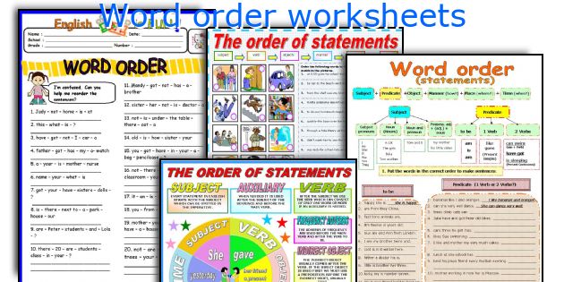 Word order worksheets