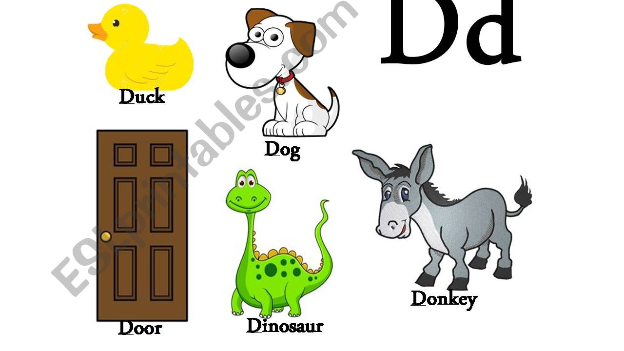 ESL - English PowerPoints: Letter D-F Phonics (Beginning Sounds)