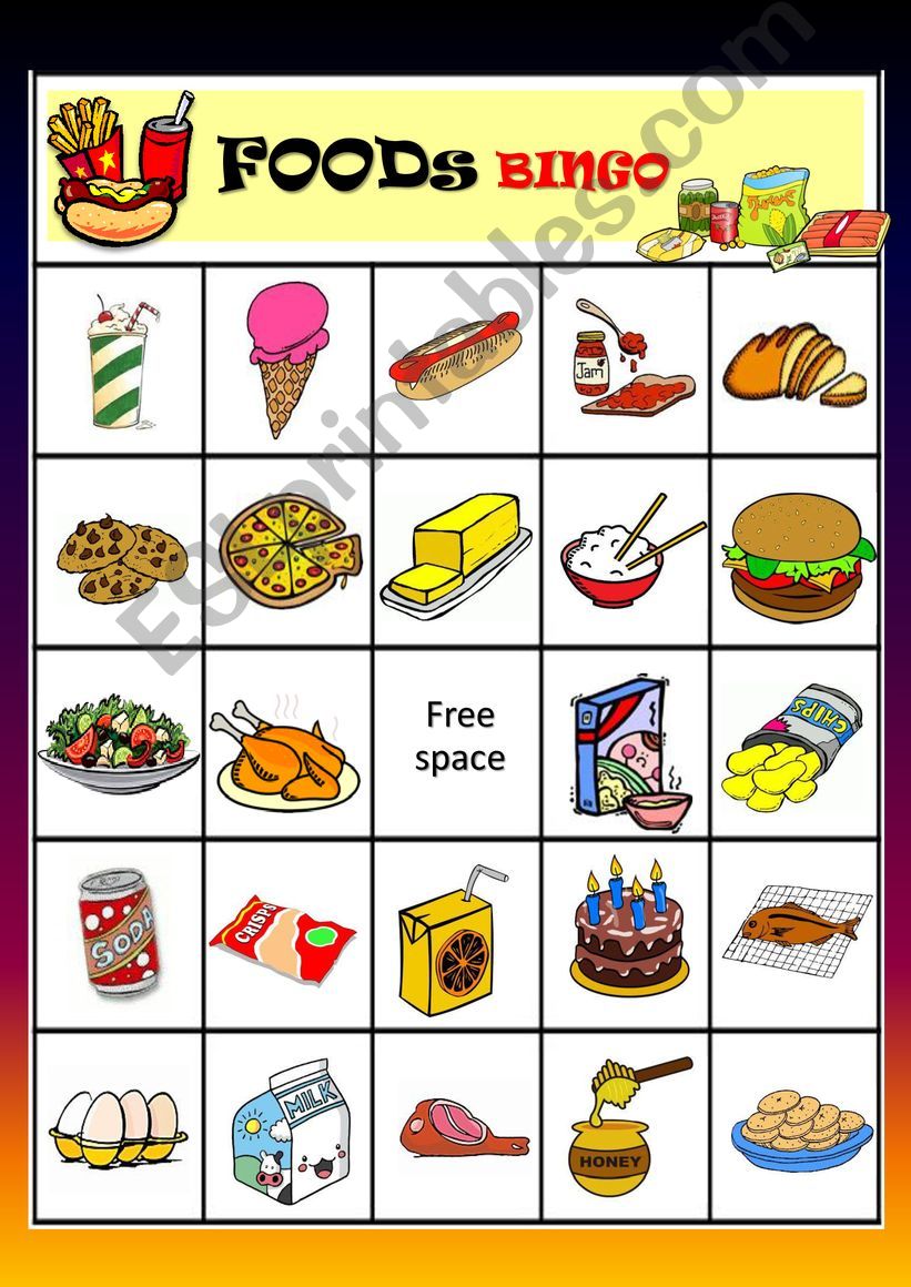 ESL - English PowerPoints: Foods bingo