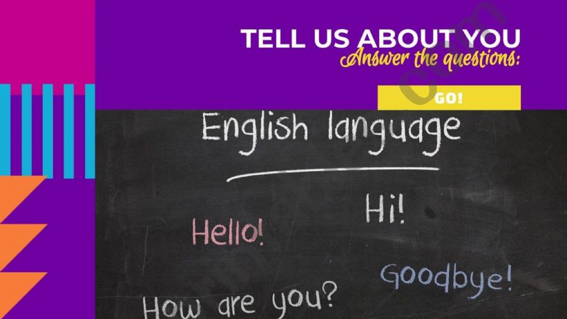 ESL - English PowerPoints: Tell us about you! (Speaking)