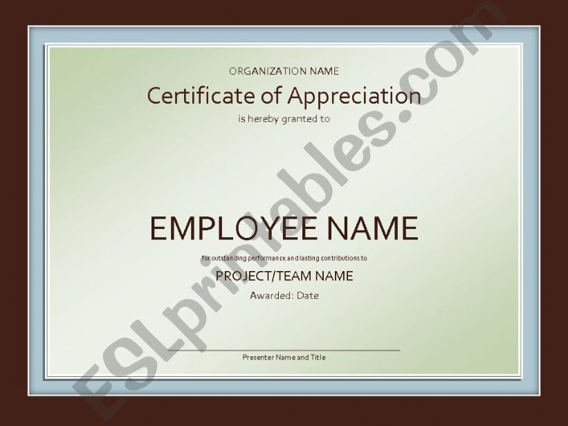 ESL - English PowerPoints: certificate