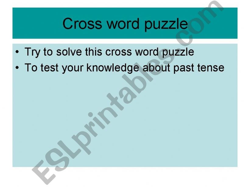 ESL - English PowerPoints: Cross Word Puzzle