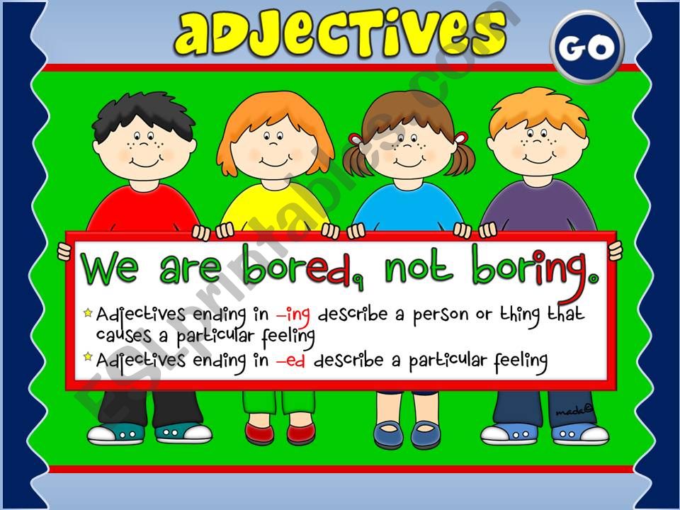 ESL English PowerPoints Adjectives With ed And ing GAME 1 