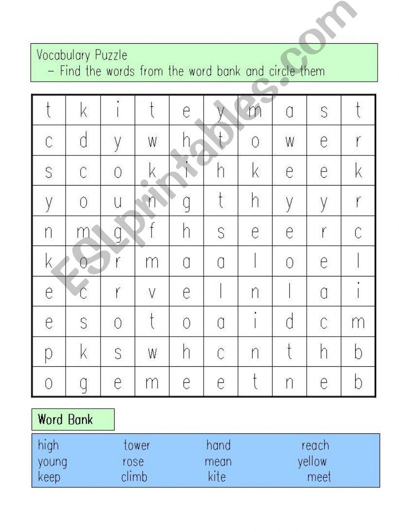 ESL - English PowerPoints: Vocabulary Puzzle