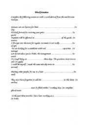 English Worksheet: exercise on word formation