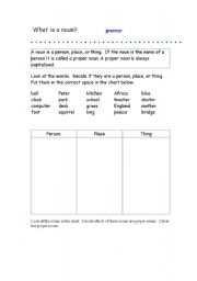 English Worksheet: noun beginner