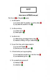 English Worksheet: what kind of athlete are you?