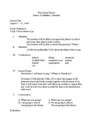 English Worksheet: Place where to go