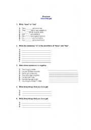 English worksheet: have got and has got