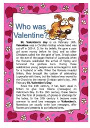 English Worksheet: Who was Valentine