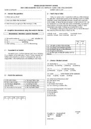 English Worksheet: a sample examination for elementary leveled students