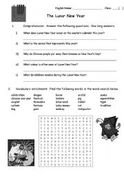 Chinese New Year Word Search