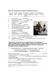 English Worksheet: Meetings