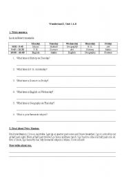 English Worksheet: Wonderland 2, Test, Unit 1 A - B