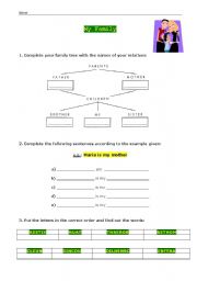 English Worksheet: My family