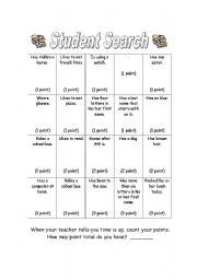 English Worksheet: student search