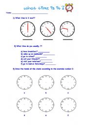 English Worksheet: Telling time