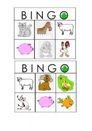 farm animals bingo