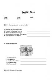 English Worksheet: There is - there are (test)
