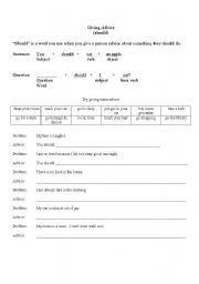 English Worksheet: Giving Advice using 