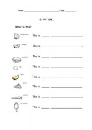 English Worksheet: Using a or an