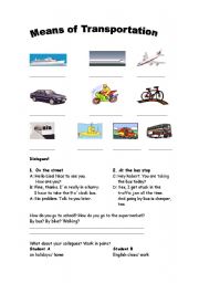 English Worksheet: means of transportation