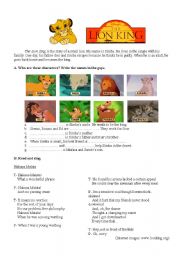 English Worksheet: The Lion King