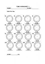 English Worksheet: Time worksheet 1