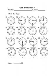 English Worksheet: Time worksheet 2