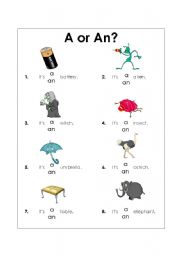 English Worksheet: A or An? 1