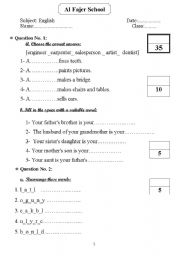 english worksheets grade 6 exam