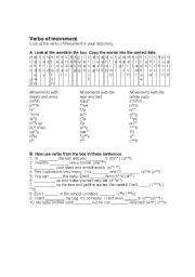 English Worksheet: Verbs of Movement