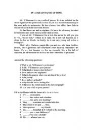 English Worksheet: An aquaintance of mine