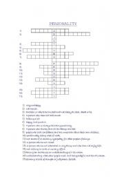 English Worksheet: Personality crossword