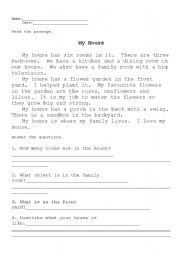 English Worksheet: My House 