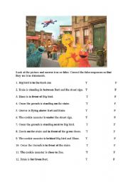 English Worksheet: Sesame Street prepositions