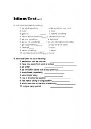 English worksheet: Idiom Test