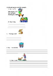 English Worksheet: have got and has got 