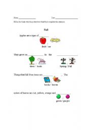 English worksheet: Fall Season Worksheet