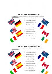 English Worksheet: FLAGS AND NATIONALITIES
