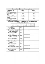 English Worksheet: Using Adjectives---Using is or isnt