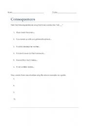 English Worksheet: Consequences - Future Constructions with Will